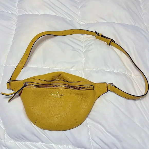 Kate Spade Jackson Leather Belt Bag Fanny Pack Gold Yarrow - Picture 2 of 6